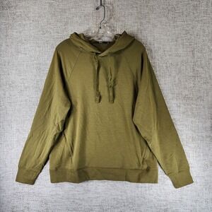 IBEX Pullover Hoodie‎ Mens *M-L Green 95% Merino Wool Zip Pockets EUC